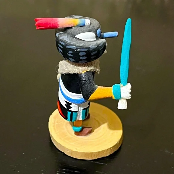 🖤Vintage Authentic Black Warrior Kachina Doll Miniature Native First People🖤 - Picture 6 of 8